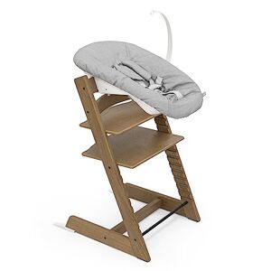 Stokke Chaise Tripp Trapp  (Chêne Brun) avec Newborn Set (Gris) Utilisez dès la naissance et jusqu’à 9 kg Confortable, sûr et simple à utiliser - Publicité