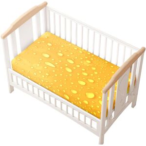 Odot Drap Housse pour Lit de Bébé, Motif Goutte d'eau Draps Housses Enfants Douce Protège Matelas Extensible pour Fille et Garçon, Lit Bébé, Berceau, Lit Parapluie (Jaune,70x140cm) - Publicité