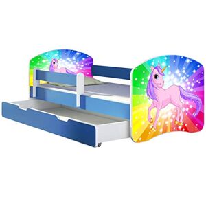 ACMA Lit Enfant Bébé TIROIR Matelas sommier Gratuite Bleu Meubles pour Enfants II (18 Poney Arc-en-Ciel, 140 x 70 cm + tiroir) - Publicité