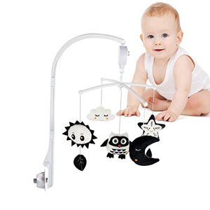 Huaxingda berceau berceau électrique rotatif pour filles,Jouets berceau bébé Jouets pépinière Jouets apaisants pour bébé Noir et blanc Développer la vision Coordination - Publicité