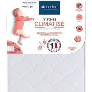 Candide Matelas Bébé 60x120x11cm Climatisé, Matelas Bébé Évolutif, Sans Traitement, Face Hiver Ouatinée, Face Été Tissu Léger, Garantie 5 Ans, Fabriqué En France - Publicité