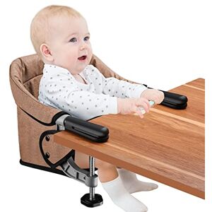 Toogel Siège de Table pour Bébé, Chaise Haute Portable avec Ceinture de Sécurité Chaise de Table Pliable pour Enfant avec Sac de Transport (Brun) - Publicité