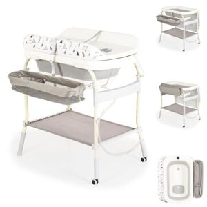 Cangaroo baignoire bébé table à langer 2 en 1 Garda thermomètre roues matelas à langer, coloris:gris - Publicité