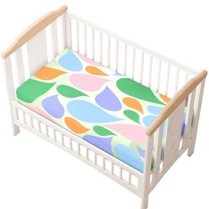 Odot Drap Housse pour Lit de Bébé, Motif Goutte d'eau Draps Housses Enfants Douce Protège Matelas Extensible pour Fille et Garçon, Lit Bébé, Berceau, Lit Parapluie (Multicolore,80x40cm) - Publicité