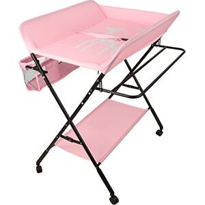 HUOLE Table à Langer Pliable,Station à langer pour bébé portable,Table à Langer Pliable et Portable Table à Langer avec Panier de Rangement à Côté Charge Maximale de 25 kg (80 * 66 * 98cm (rose)) - Publicité