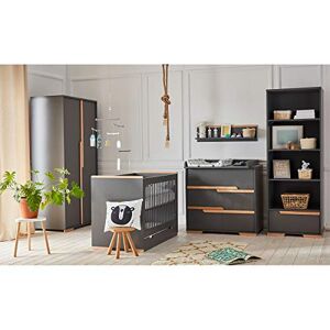 Pinio Chambre complète lit bébé 60x120 Commode à Langer Armoire 2 Portes Snap Gris et Bois - Publicité