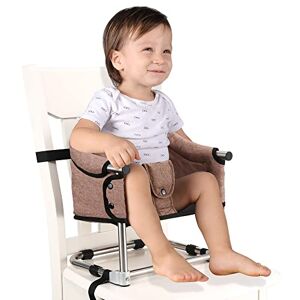 Toogel Rehausseur de Chaise Enfant, Siège de Table Bébé Portable Pliable avec Ceinture De Sécurité Siège Nomade Amovible Chaise Booster Hauteur Réglable pour Enfant en Bas Age (Brun) - Publicité