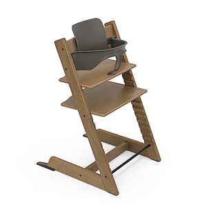 Stokke Chaise haute Tripp Trapp  (Chêne Brun) avec Baby Set (Gris Brume) Chaise évolutive et réglable, adaptable de la naissance à l’âge adulte Pratique, confortable et ergonomique - Publicité