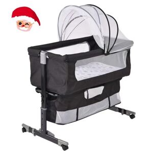 BBAUER Lit Bébé Cododo,Berceau Cododo avec Matelas et Moustiquaire, Hauteur en Réglable, Lit Bébé Cododo pour Les Bébés de 1 à 36 Mois, Cododo Mobile Chambre Bébé (92 * 58 * 70-90cm Noir) - Publicité