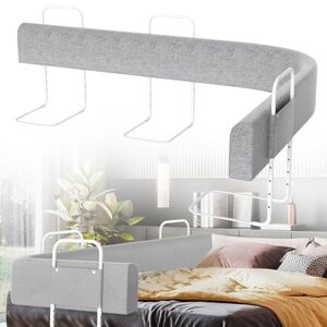 Joparri Barrière de lit pour enfant 200 cm Réglable en hauteur 5 trous Forme réglable Gris - Publicité