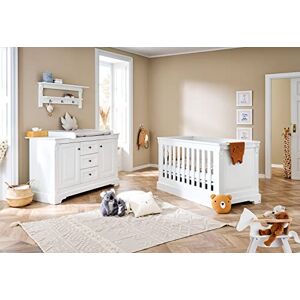 PINOLINO Emilia Ensemble 2 pièces pour chambre d'enfant avec lit d'enfant et commode à langer extra-large en MDF Blanc mat - Publicité