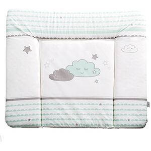 roba Matelas à Langer Nettoyable 85 x 75 cm Happy Cloud Bords Rehaussés pour Table à Langer Sans Phtalate Motif Nuage Souriant Vert Eau / Blanc - Publicité