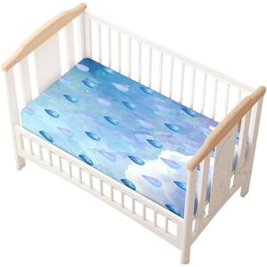 Odot Drap Housse pour Lit de Bébé, Motif Goutte d'eau Draps Housses Enfants Douce Protège Matelas Extensible pour Fille et Garçon, Lit Bébé, Berceau, Lit Parapluie (Aquarelle,80x40cm) - Publicité