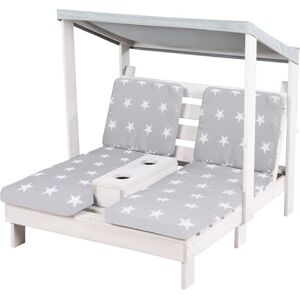 roba Double Chaise Longue pour Enfants avec Coussins Little Stars Déhoussables Porte Gobelet et Pare-Soleil Supporte Jusqu'à 100 kg Bois Gris Résistant aux Intempéries - Publicité