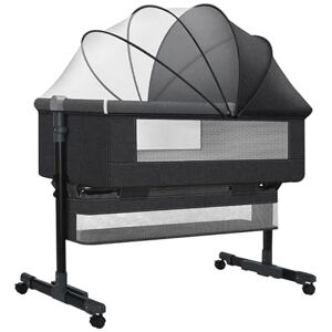 Sinbide Berceau Bébé Lit bébé Lit cododo pour bébé 4 en 1 Berceau bébé Pliable Hauteur et Pieds réglables, Avec Matelas, 4 Roulettes Pivotantes, Sac de rangement, Cadeau pour nouveau-né 0-2 ans (Noir) - Publicité