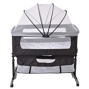 Willonin Lit bébé cododo -Berceau Cododo avec Matelas et Moustiquaire- 2 en 1 Berceau bébé Mobile Lit d'Appoint- pour Les Bébés de 0 à 36 Mois- Hauteur réglable (Noir) - Publicité