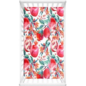 Odot Drap Housse pour Lit de Bébé, Motif Fruit Draps Housses Enfants Douce Protège Matelas Extensible pour Fille et Garçon, Lit Bébé, Berceau, Lit Parapluie (Grenade rouge,80x40cm) - Publicité