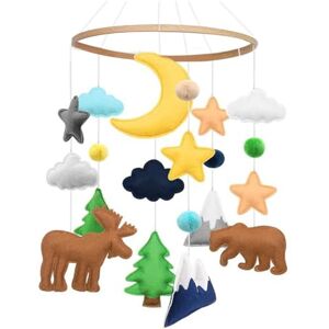 Rianpesn lit d'animal des bois pour bébés Jungle Mobiles Cloche lit en bois   Cloche lit en bois pour forêt, berceau d'animaux la ferme Décor pépinière pour chambre à - Publicité