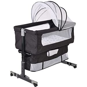 Willonin Berceau Cododo,Lit bébé cododo,Berceau Cododo avec Matelas et Moustiquaire,3 en 1 Berceau bébé Mobile Lit d'Appoint pour Les Bébés de 0 à 36 Mois,Modèle amélioré (Noir) - Publicité