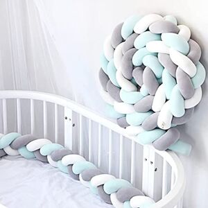 Mineliste Tour de Lit Tresse,Coussin Latéral Noué Serpent de Lit Tressé À La Main,Anti Collision Lit Pare- Chocs, 3 Brins Tresses Torsadées Berceau DéCoration IntéRieure - Publicité