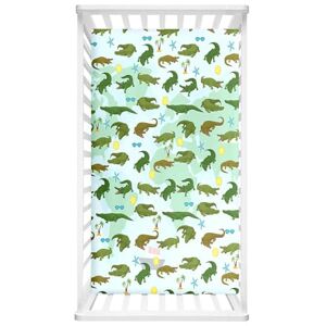 Odot Drap Housse pour Lit de Bébé, Draps Housses Enfants Respirant Douce Extensible Protège Matelas pour Fille et Garçon, Lit Bébé, Berceau, Lit Parapluie (80x40x10cm,imprimé crocodile) - Publicité