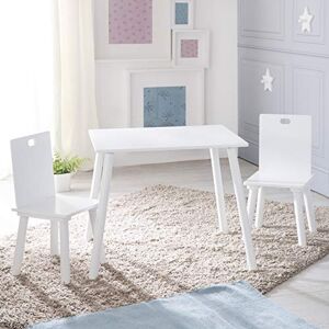 roba Ensemble Table + 2 Chaises Enfants Pieds en Bois Massif Style Scandinave Laqué Blanc - Publicité