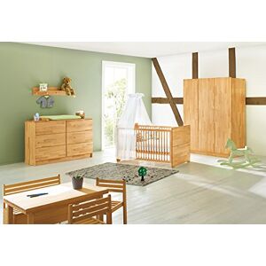 PINOLINO 102174 x G 3 pièces, lit bébé, commode avec table à langer extra large et grande armoire en hêtre massif, huilé, 140 x 70 cm - Publicité