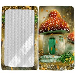 Odot Drap Housse pour Lit de Bébé, Motif Champignon Draps Housses Enfants Douce Protège Matelas Extensible pour Fille et Garçon, Lit Bébé, Berceau, Lit Parapluie (Feuilles mortes,80x40cm) - Publicité