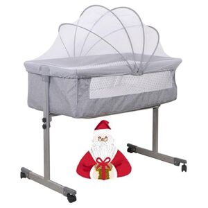 BBAUER Lit Bébé Cododo,Berceau Cododo avec Matelas et Moustiquaire, Hauteur en Réglable, Lit Bébé Cododo pour Les Bébés de 1 à 36 Mois, Cododo Mobile Chambre Bébé (96 * 57 * 77cm Gris) - Publicité