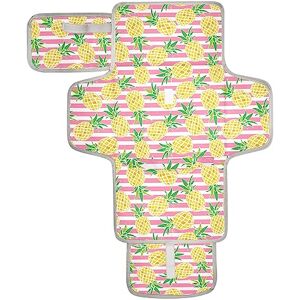 innewgogo Matelas à langer portable à rayures roses ananas pour bébé, étanche, pliable, station à langer avec oreiller intégré pour shopping, voyage, parc - Publicité