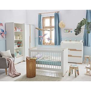 Pinio Chambre complète lit bébé 60x120 commode à langer armoire 2 portes Snap Blanc et bois - Publicité