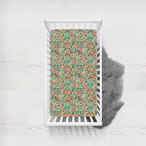 Odot Drap Housse pour Lit de Bébé, Draps Housses Enfants Respirant Douce Extensible Protège Matelas pour Fille et Garçon, Lit Bébé, Berceau, Lit Parapluie (75x33cm,Floral C) - Publicité