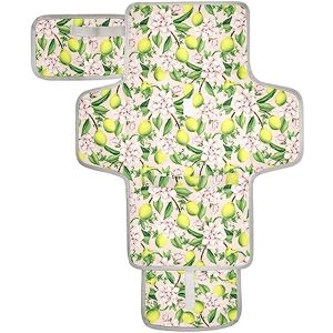 innewgogo Matelas à langer portable motif fleurs citrons pour bébé imperméable pliable avec oreiller intégré pour shopping, voyage, parc, plage - Publicité