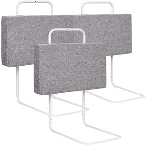 Izrielar Lot de 3 barrières de lit pour enfant 50 x 28 cm Réglable en hauteur 5 trous Protection anti-chute Pliable Facile à monter Gris - Publicité