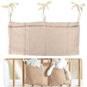 Naapesi Sac Rangement pour Lit Bébé, Sac de Rangement Suspendu, Suspendu Organisateur de Couches, Rangement Suspendu Lit Bebe avec 2 Poches, pour Stocker des Vêtements, des Couches, des Jouets - Publicité