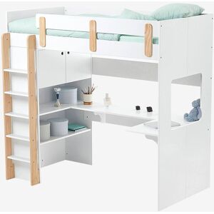 Vertbaudet Lit mezzanine avec bureau et rangement LIGNE EVEREST blanc/bois BLANC TU - Publicité