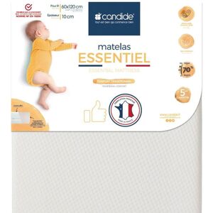 Matelas Bébé Essentiel - Candide - 60x120x10cm - Déhoussable - Confort Traditionnel - Fabriqué En France Blanc TU - Publicité