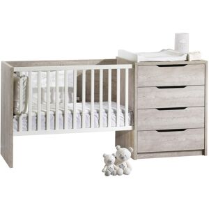 Sauthon Lit combiné 120x60 évolutif en bois blanc Blanc 200x105x71cm