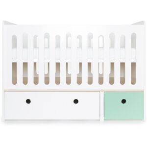 Wookids Lit bébé évolutif 70x140cm blanc-vert menthe Multicolore 145x103x78cm