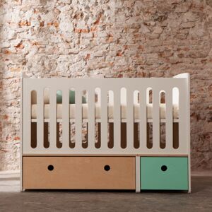 Wookids Lit bébé évolutif 70x140cm blanchi-vert menthe Multicolore 145x103x78cm