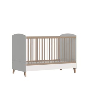 ID Kids Pack lit bébé évolutif avec matelas effet bois blanc et bois 70x140 cm Blanc 144x93x79cm