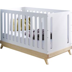 ID Kids Lit bébé évolutif bois massif blanc 70x140 cm Blanc 144x90x74cm