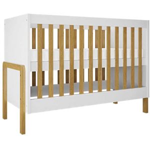 Nateo Concept Lit bébé 60x120 Blanc et Chêne Blanc 130x90x66cm