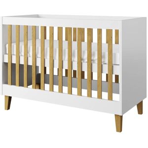 Nateo Concept Lit bébé 60x120 Blanc et Chêne Blanc 124x90x66cm