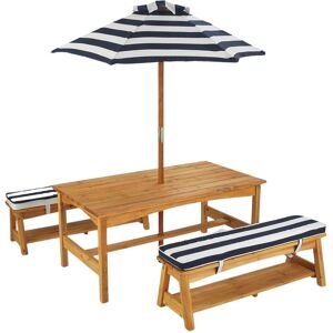 KidKraft Ensemble table et bancs d'extérieur avec parasol enfant bleu - Publicité