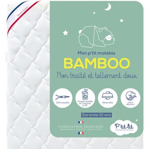 P'tit Lit Matelas bébé housse en viscose douce 70x140x10 Blanc 140x10x70cm