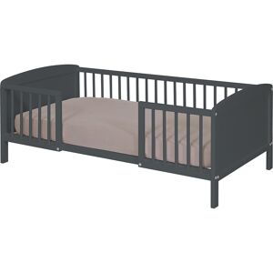 ID Kids Lit enfant avec barrières bois massif gris 70x140 cm Gris 145x50x74cm