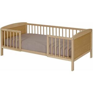 ID Kids Lit enfant avec barrières bois massif 70x140 cm Marron 145x50x74cm