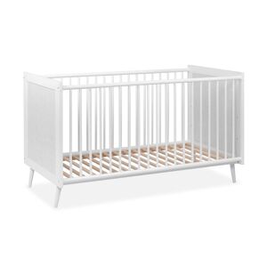 Terre de Nuit Lit bebe a barreaux en bois blanc effet cannage