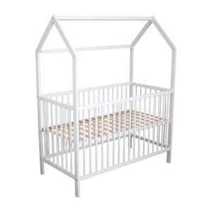 Baby Fox Lit cabane évolutif en bois massif 60x120 cm Blanc 120x160x60cm